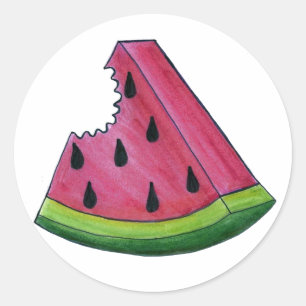 Slice of Juicy Pink Watermelon Rind Fruit Stickers