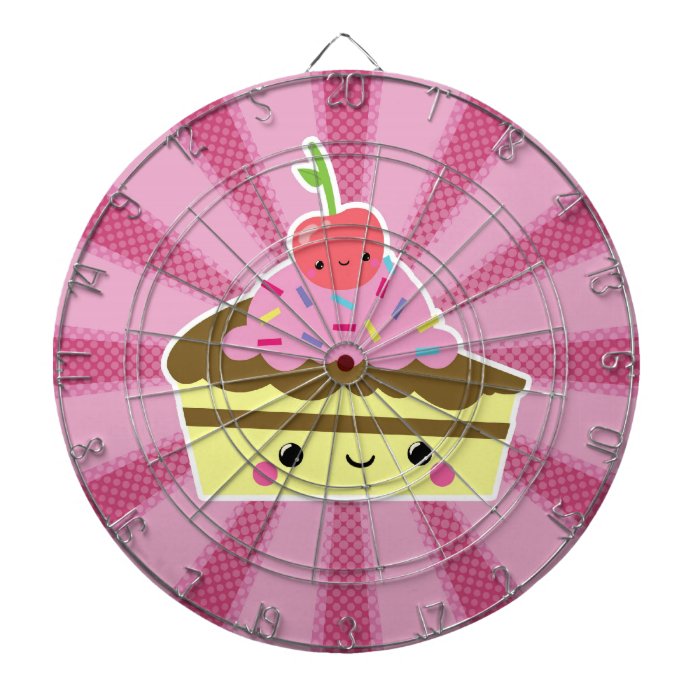 Slice of Kawaii Cake with a Cherry on Top Dart Board