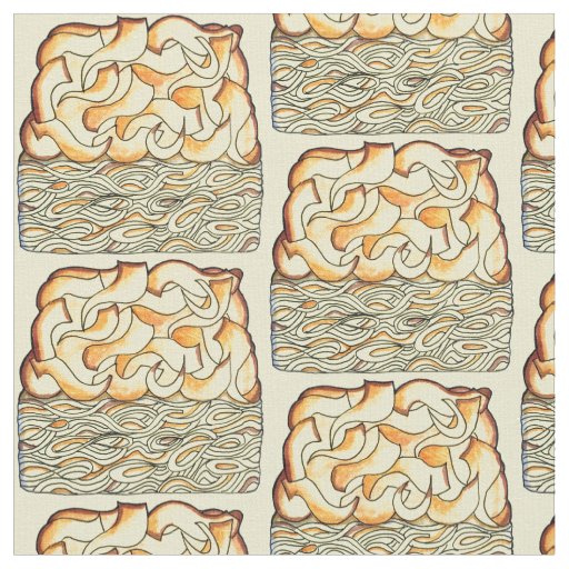 Slice of Kugel Jewish Egg Noodle Casserole Fabric