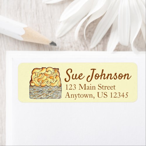 Slice of Kugel Jewish Egg Noodle Casserole Label