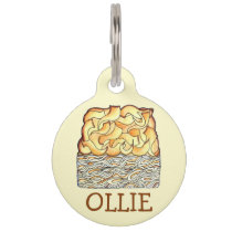 Slice of Kugel Jewish Egg Noodle Casserole Pet ID Tag