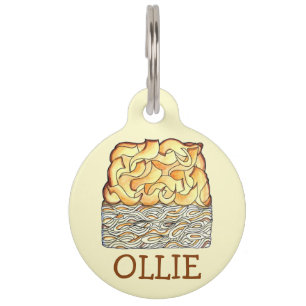 Slice of Kugel Jewish Egg Noodle Casserole Pet ID Tag