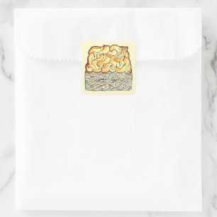Slice of Kugel Jewish Egg Noodle Casserole Square Sticker