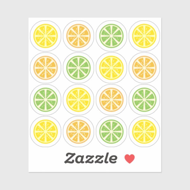 Slice of Lemon Orange Lime Fruit Citrus Decorative Sticker (Sheet)