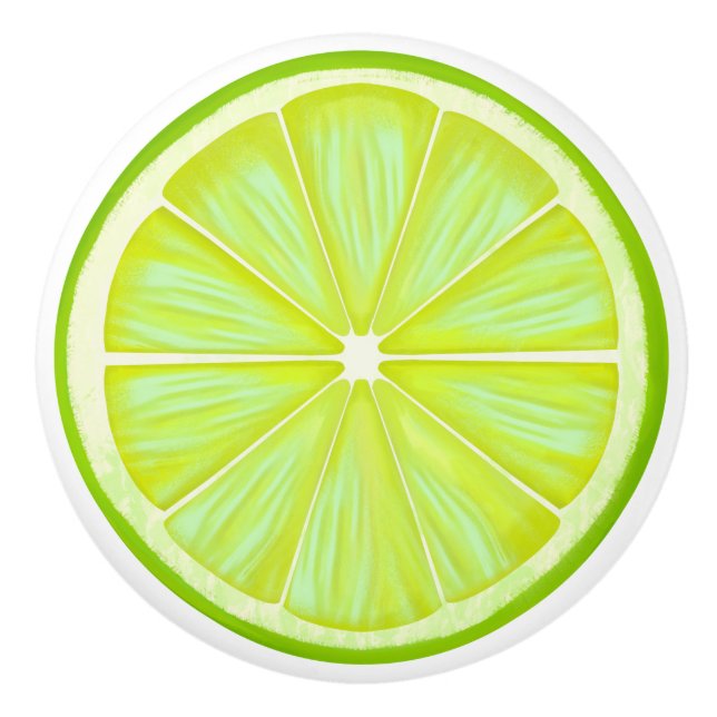 Slice of Lime Citrus Amalfi Coast  Ceramic Knob (Front)