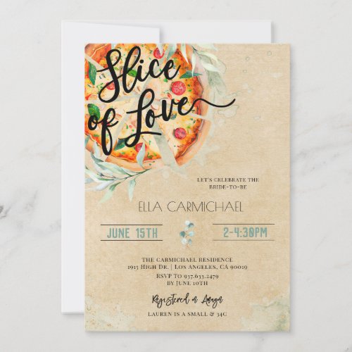 Slice of Love Pizza Bridal Shower Invitation
