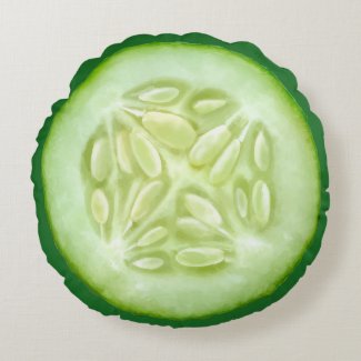 Slice Of Pickle Cucumber Round Pillow