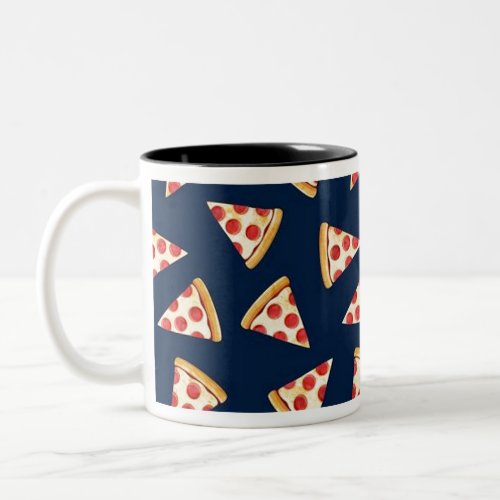 Slice of Pizza on navy Two_Tone Coffee Mug