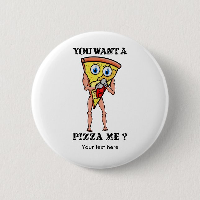 Slice of Pizza Wearing Boxing Gloves Button (Front)