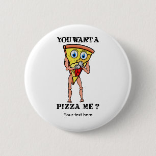Slice of Pizza Wearing Boxing Gloves Button
