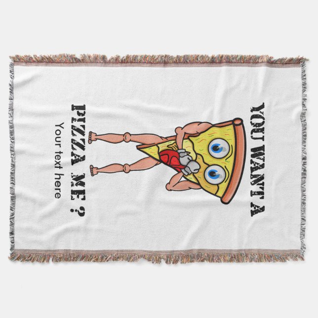 Slice of Pizza Wearing Boxing Gloves Throw Blanket (Front)