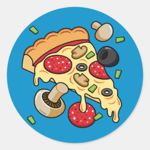 Slice of Pizza with Toppings Classic Round Sticker
