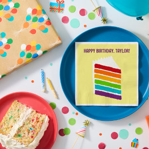 Slice of Rainbow Cake Custom Party Napkins