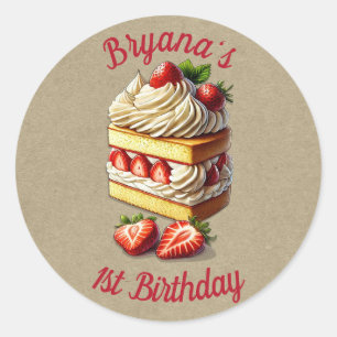 Slice of Strawberry Shortcake Strawberries Classic Round Sticker