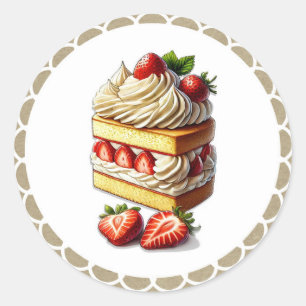 Slice of Strawberry Shortcake Strawberries Classic Round Sticker