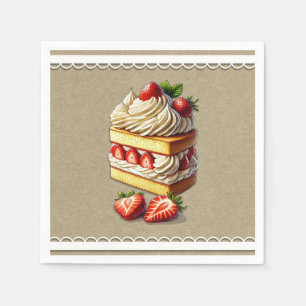 Slice of Strawberry Shortcake Strawberries Napkins
