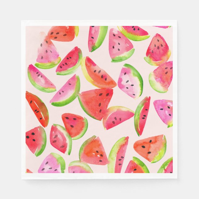 Slice of Summer Watermelon Paper Plates Napkins (Front)