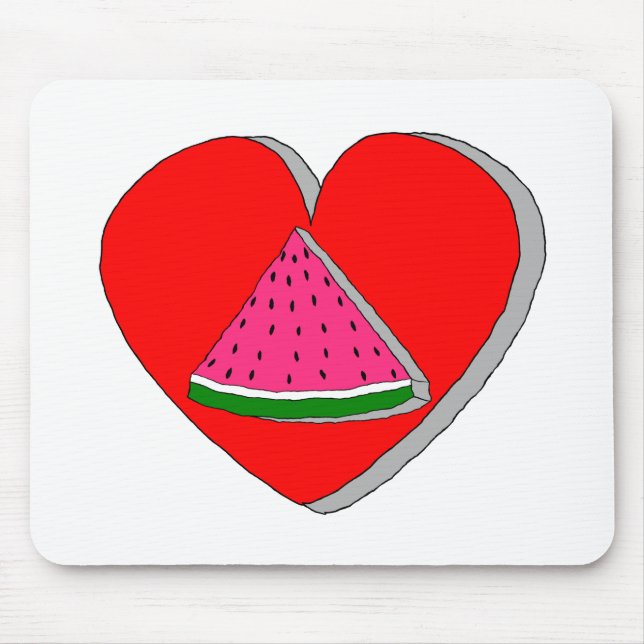 Slice Of Watermelon And Red Heart Drawing Mouse Pad (Front)