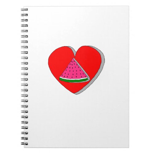 Slice Of Watermelon And Red Heart Drawing Notebook