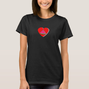 Slice Of Watermelon And Red Heart Drawing T-Shirt
