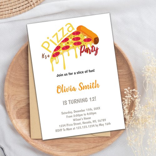 Slice Pizza Birthday Invitations