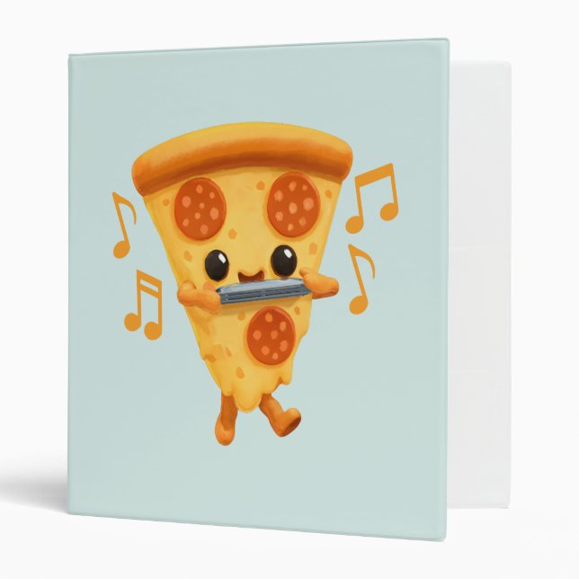Slice Playing a Harmonica Cute 3 Ring Binder (Front/Inside)