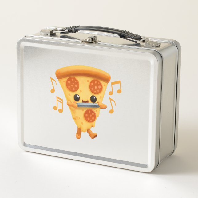Slice Playing a Harmonica Cute Metal Lunch Box (Front)