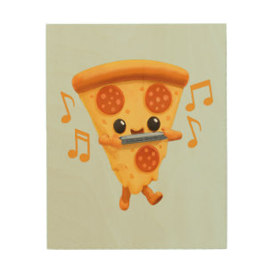 Slice Playing a Harmonica Cute Wood Wall Art