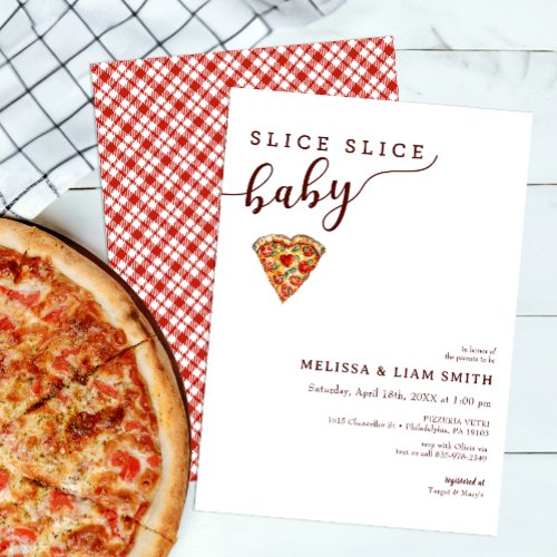 Slice Slice Baby Couples Pizza Baby Shower  Invitation