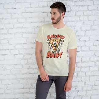 Slice Slice Baby Funny Pizza Pun Retro 90s  T-Shirt