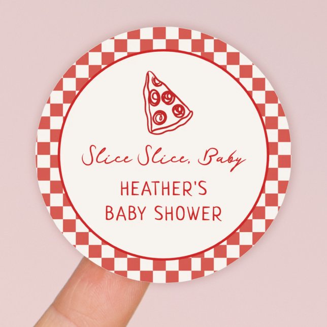Slice Slice Baby Italian Pizza Baby Shower Favor Classic Round Sticker (Creator Uploaded)