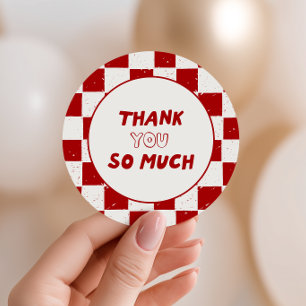 Slice Slice Baby Italian Red Checkered Classic Round Sticker