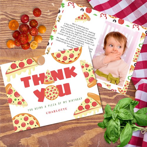 Slice Slice Baby Modern Kids Birthday Pizza Party Thank You Card