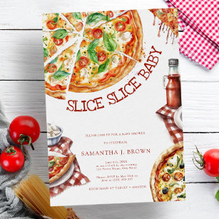 Slice Slice Baby Modern Pizza Baby Shower Invitati Invitation