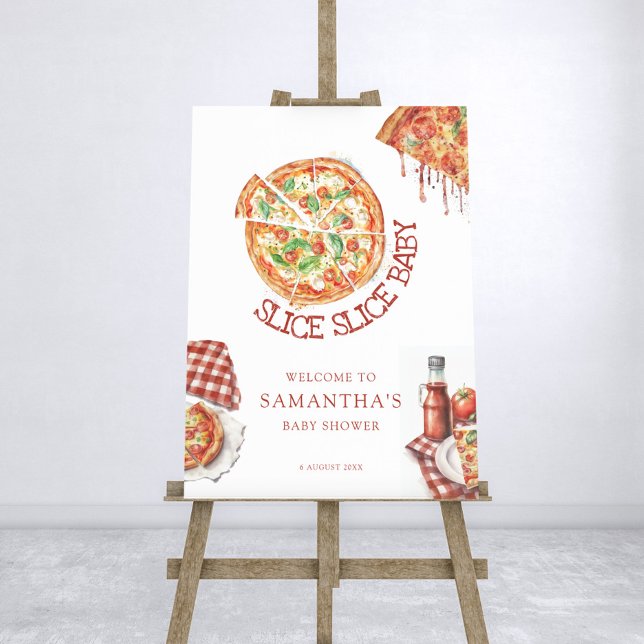 Slice Slice Baby Modern Pizza Baby Shower Sign (Creator Uploaded)