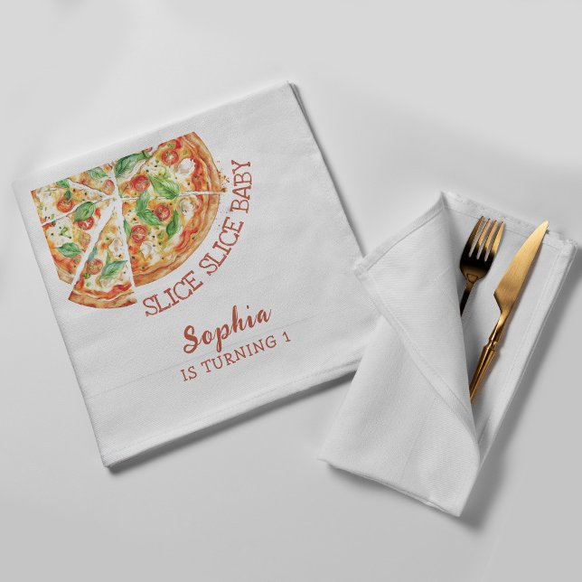 Slice Slice Baby Modern Pizza Birthday Party Napki Napkins (Creator Uploaded)