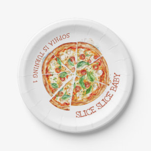 Slice Slice Baby Modern Pizza Birthday Party Paper Paper Plates