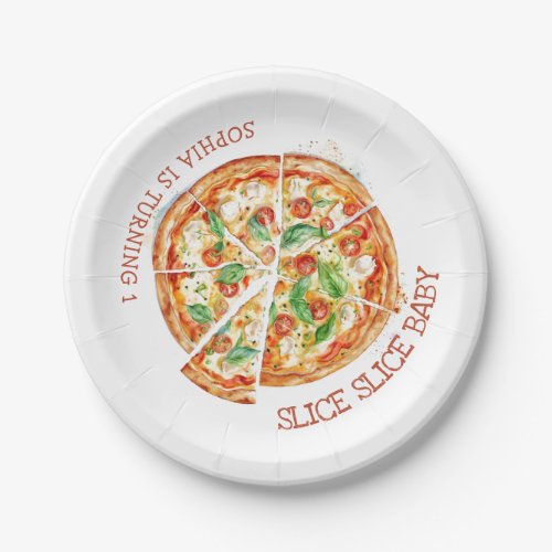 Slice Slice Baby Modern Pizza Birthday Party Paper Paper Plates