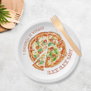 Slice Slice Baby Modern Pizza Birthday Party Paper Plates