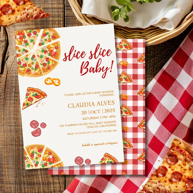 Slice Slice Baby picnic Pizza baby shower Invitation (Creator Uploaded)