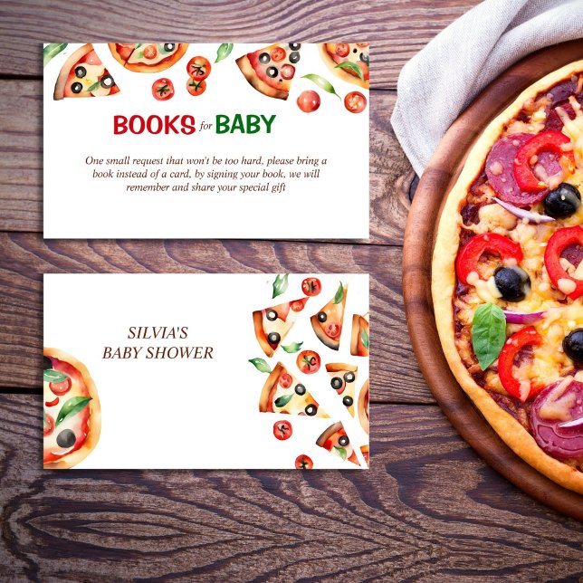 Slice slice baby pizza baby shower books request enclosure card (Slice slice baby pizza baby shower books request enclosure card Italian baby shower books for baby)
