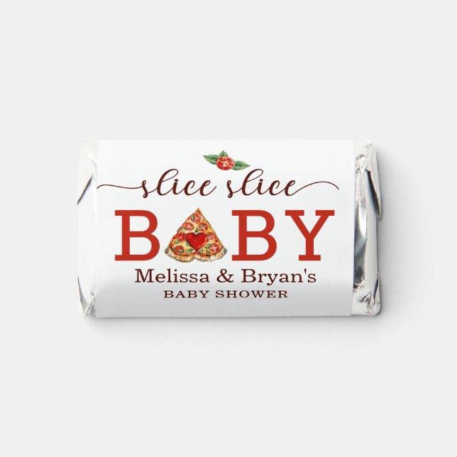 Slice Slice Baby Pizza Baby Shower Candy Wrappers  Hershey's Miniatures (Front)