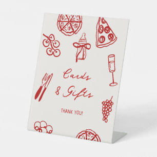 Slice Slice Baby Pizza Baby Shower Cards & Gifts Pedestal Sign