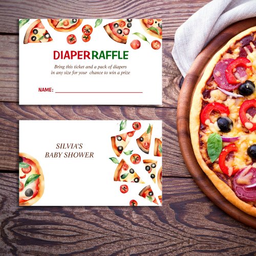 Slice slice baby pizza baby shower diaper raffle enclosure card