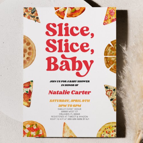 Slice Slice Baby Pizza Baby Shower Invitation