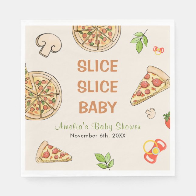 Slice Slice Baby Pizza Baby Shower Napkins (Front)
