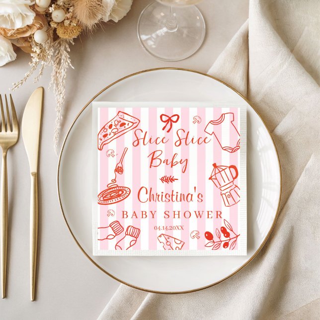 Slice Slice Baby Pizza & Baby Shower Paper Napkin (Slice slice Baby Shower Pizza decor table paper napkin)