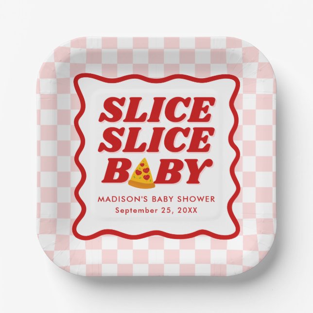 Slice Slice Baby Pizza Baby Shower Paper Plates (Front)