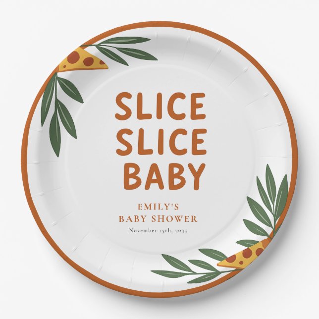 Slice Slice Baby Pizza Baby Shower Paper Plates (Front)