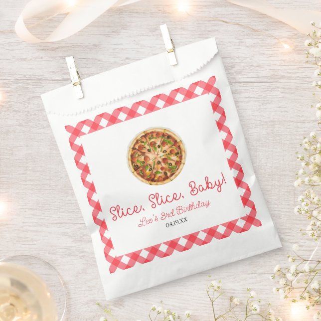 Slice, Slice, Baby! Pizza Birthday Party Favor Bag (Clipped)